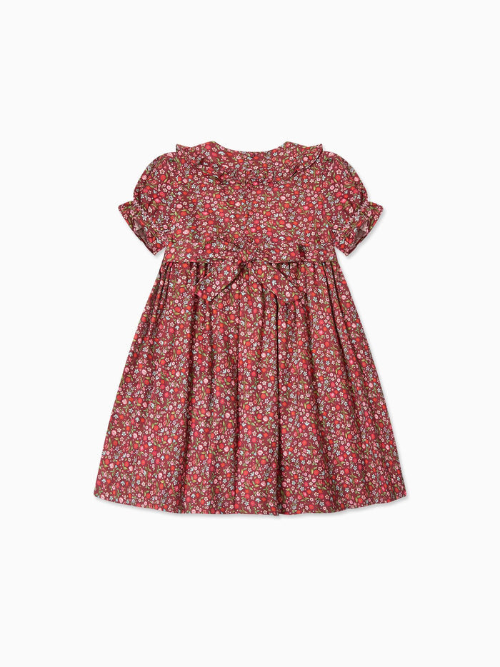 Burgundy Floral Silvana Girl Hand-Smocked Dress