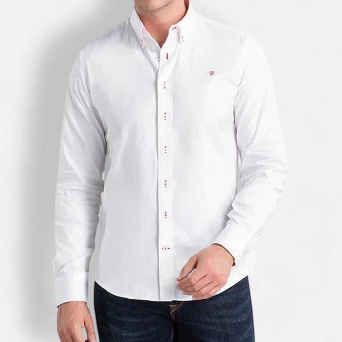 Business casual long sleeve cotton shirt - AntoniosClothing - White