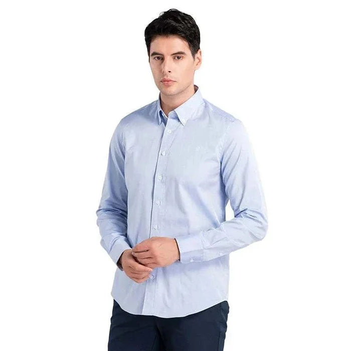 Business casual long sleeve cotton shirt - AntoniosClothing - White