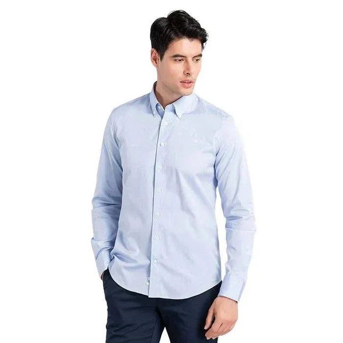 Business casual long sleeve cotton shirt - AntoniosClothing - White