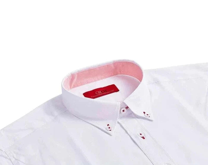 Business casual long sleeve cotton shirt - AntoniosClothing - White