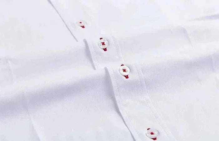 Business casual long sleeve cotton shirt - AntoniosClothing - White