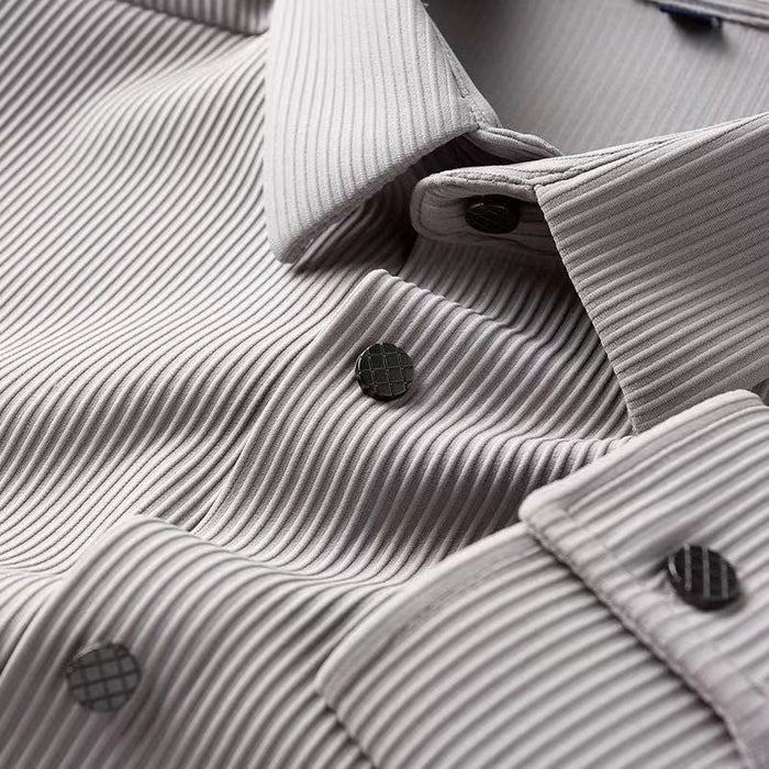 Business Casual Long-Sleeve Shirt with Turn-Down Collar - AntoniosClothing - Beige