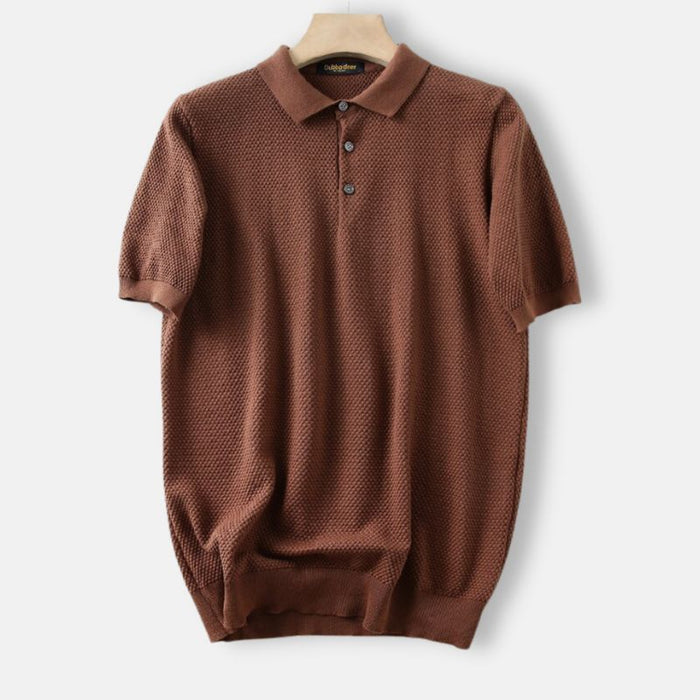 Business Knitting Polo Short Sleeve T-shirt Man - AntoniosClothing - Khaki