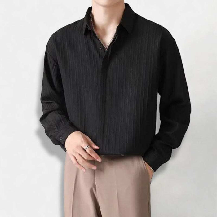 Business loose striped shirt - AntoniosClothing - Beige