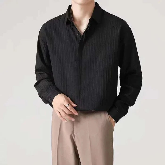 Business loose striped shirt - AntoniosClothing - Black