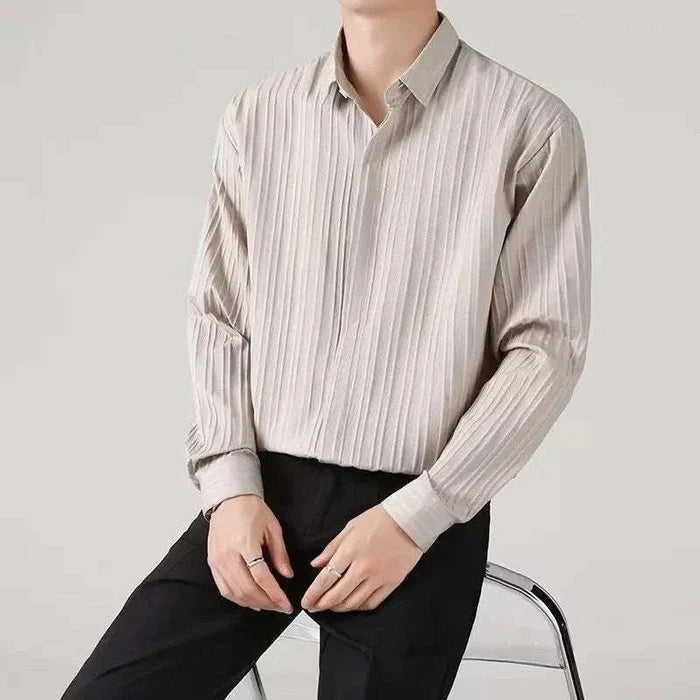 Business loose striped shirt - AntoniosClothing - Black