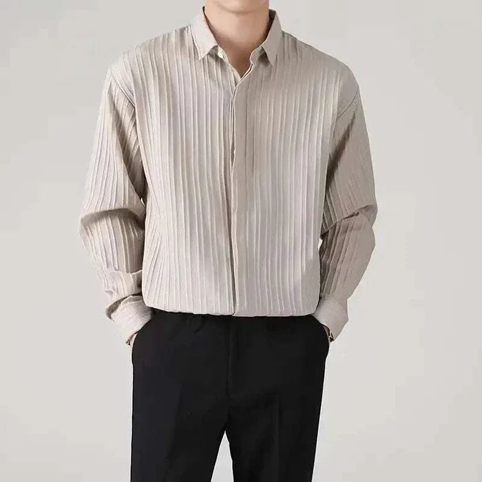 Business loose striped shirt - AntoniosClothing - Beige