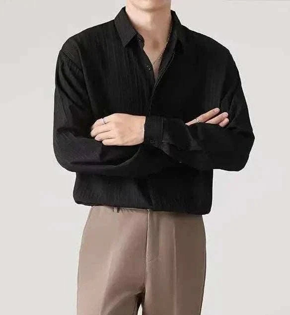 Business loose striped shirt - AntoniosClothing - Beige