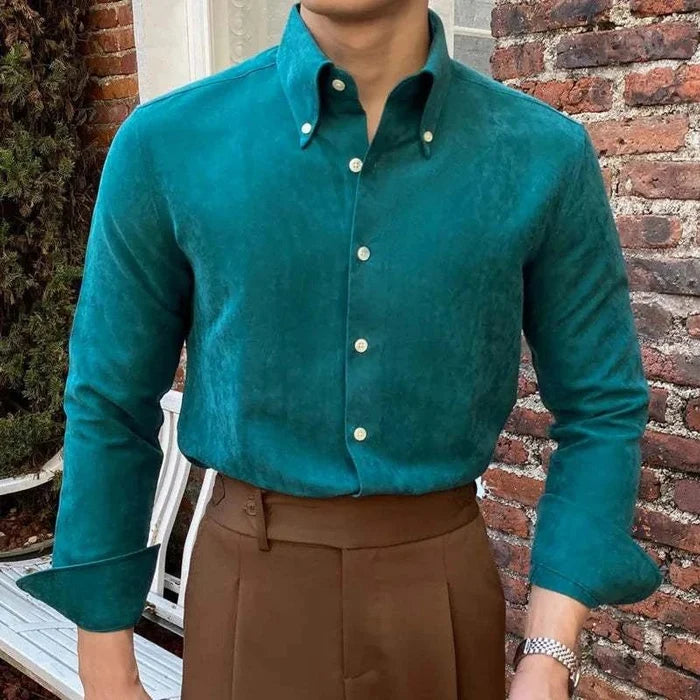 Business outfit style long sleeve shirt - AntoniosClothing - Green