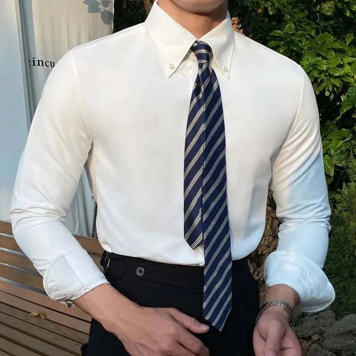 Business outfit style long sleeve shirt - AntoniosClothing - White