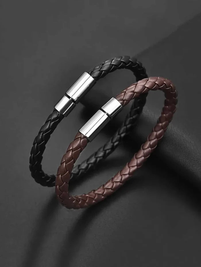 Business PU leather bracelet - AntoniosClothing - Black