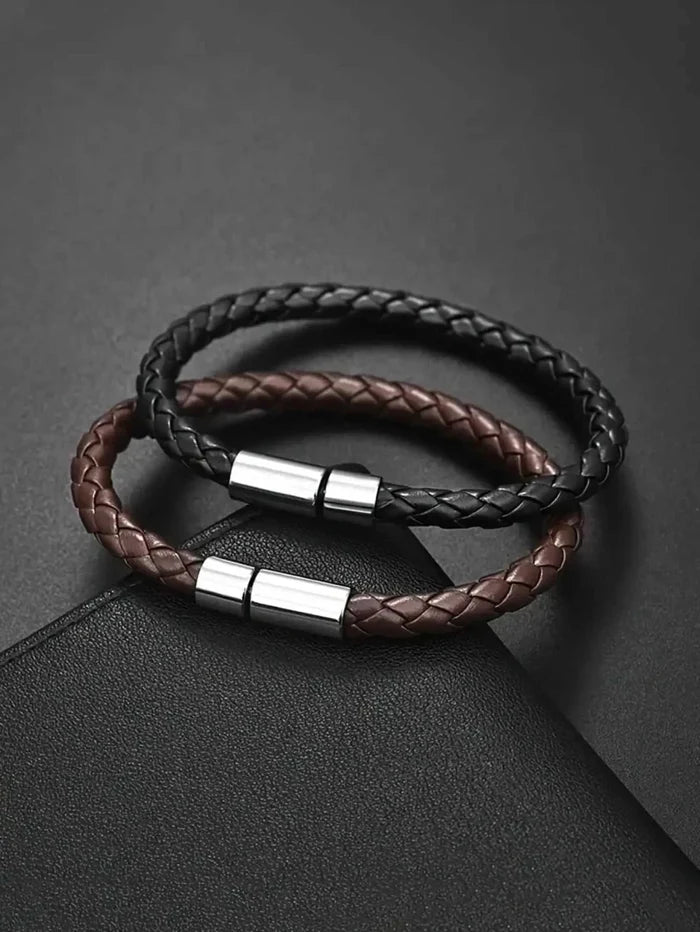 Business PU leather bracelet - AntoniosClothing - Black
