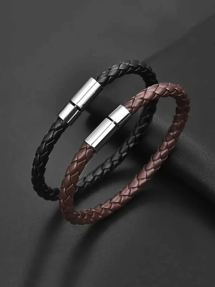 Business PU leather bracelet - AntoniosClothing - Black