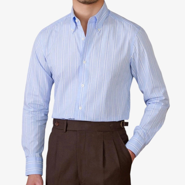 Business stripe all long sleeve shirt - AntoniosClothing - Light blue