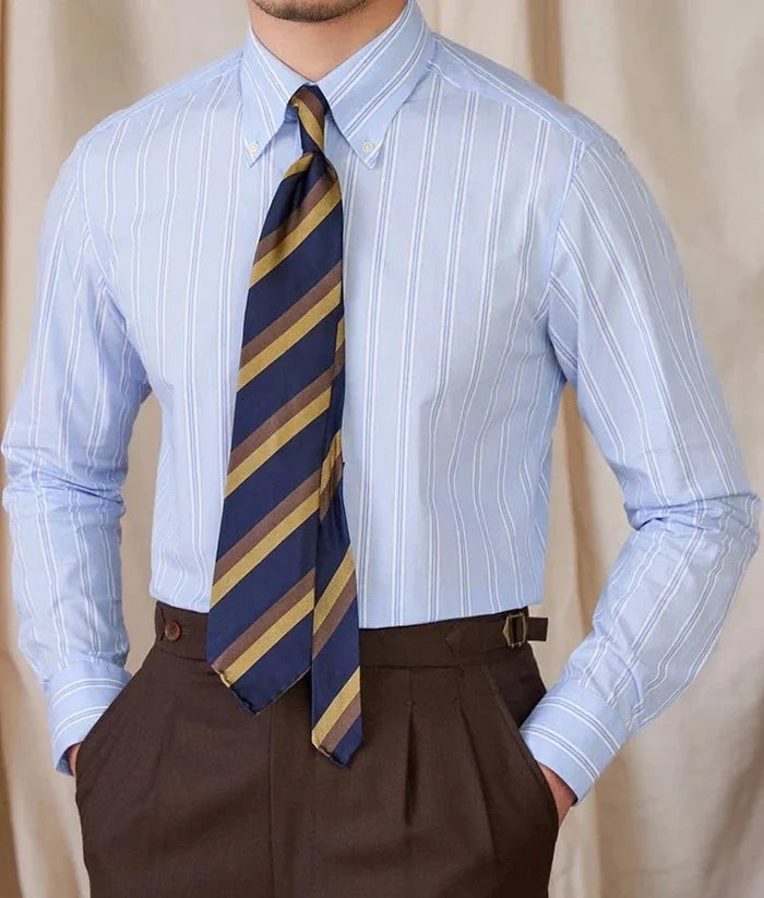 Business stripe all long sleeve shirt - AntoniosClothing - Light blue