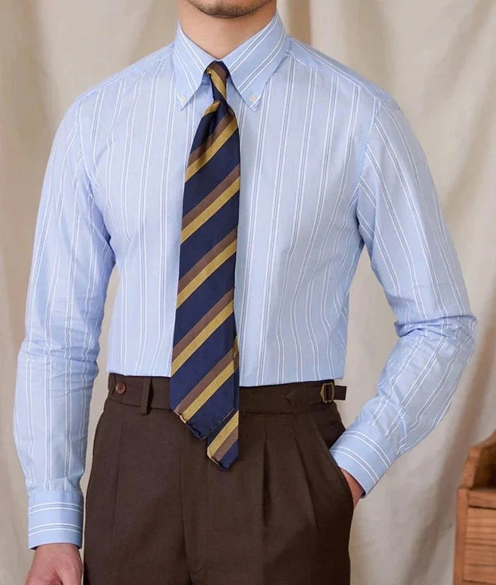 Business stripe all long sleeve shirt - AntoniosClothing - Light blue