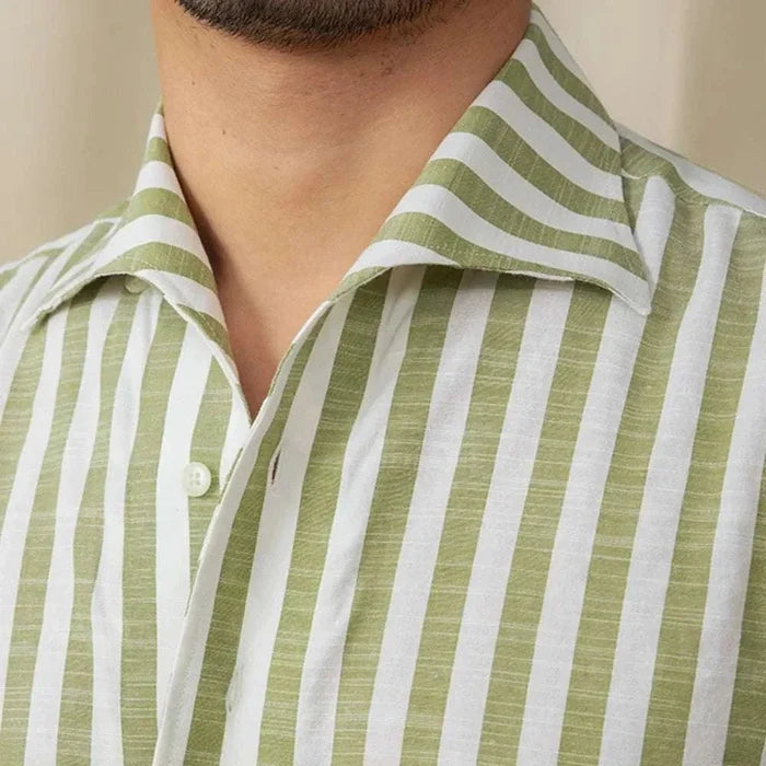 Business striped white summer shirt - AntoniosClothing - Blue stripe