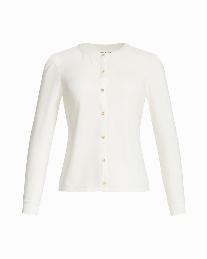 Button Down Cuff Detail Knit Top