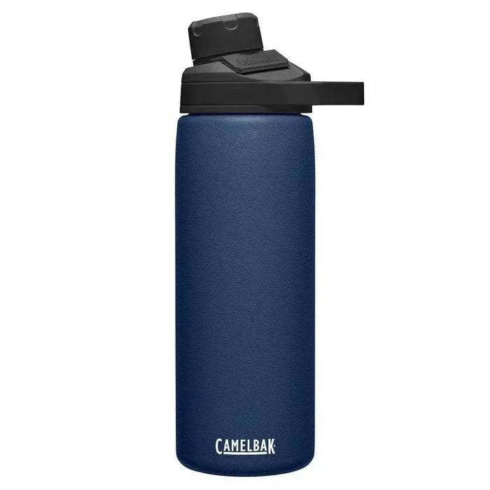 Camelbak Chute Mag Stainless Steel Water Bottle 600ml in navy blue, featuring a leak-proof magnetic cap for easy hydration on the go. Navy Blue from  John Bull Clothing