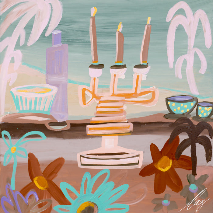 Candle Light Lunch | Framed Canvas Print