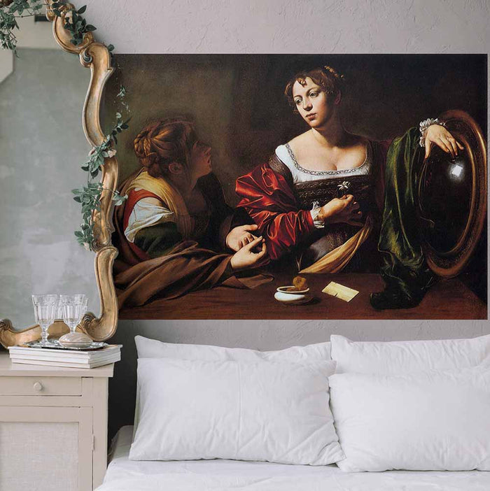 33.5x48 inch Martha & Mary Magdalene Decal Installed Above Bed