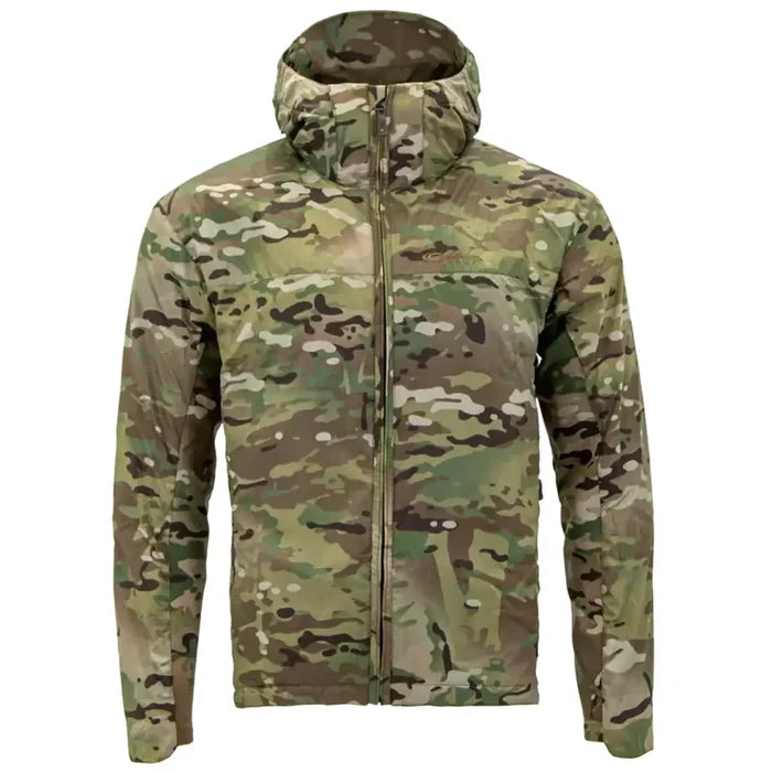 Carinthia TLG Jacket G-Loft Multicam with hood, featuring advanced insulation and durable fabric for superior cold-weather protection.  from  John Bull Clothing