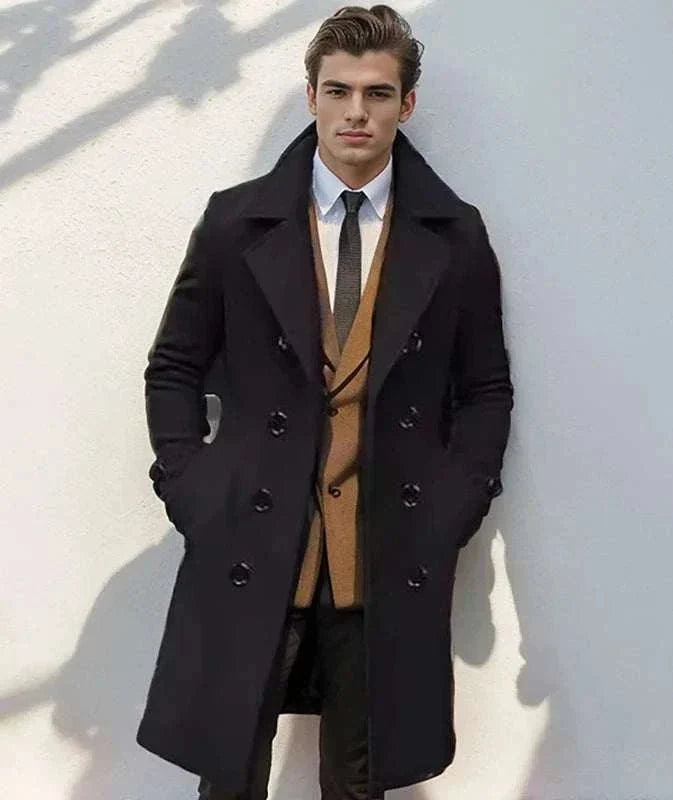 Casual british long coat - AntoniosClothing - Black