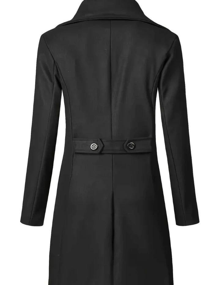 Casual british long coat - AntoniosClothing - Black