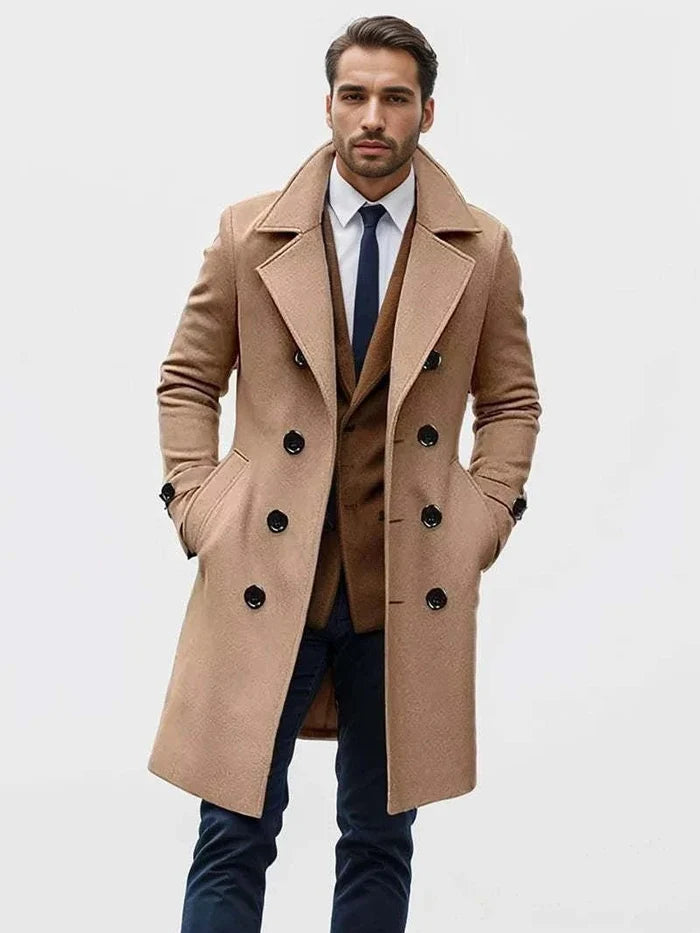 Casual british long coat - AntoniosClothing - Black