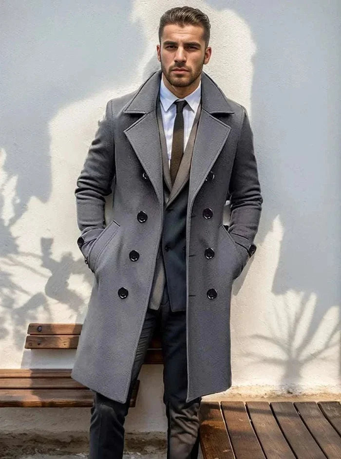 Casual british long coat - AntoniosClothing - Black