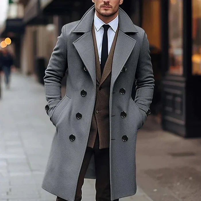 Casual british long coat - AntoniosClothing - Gray