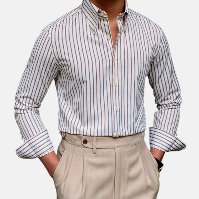 Casual Retro Striped Shirt - AntoniosClothing - Blue Stripe