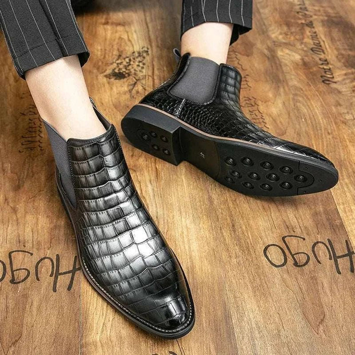 Casual snake pattern boots - AntoniosClothing - gray
