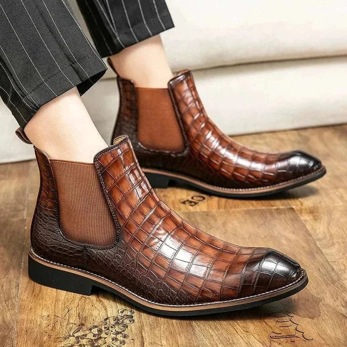 Casual snake pattern boots - AntoniosClothing - gray
