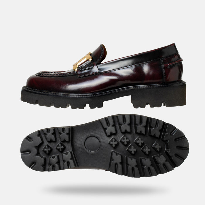 CATRINA zapato mocasín mujer burgundy vista superior artesanal