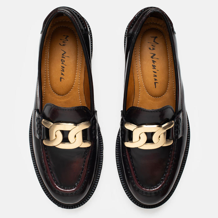 CATRINA loafer mujer burgundy vista diagonal hecho a mano México