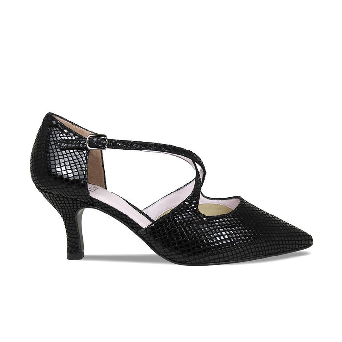 Cecilia: Black Snake Print Leather Shoes Sole Bliss