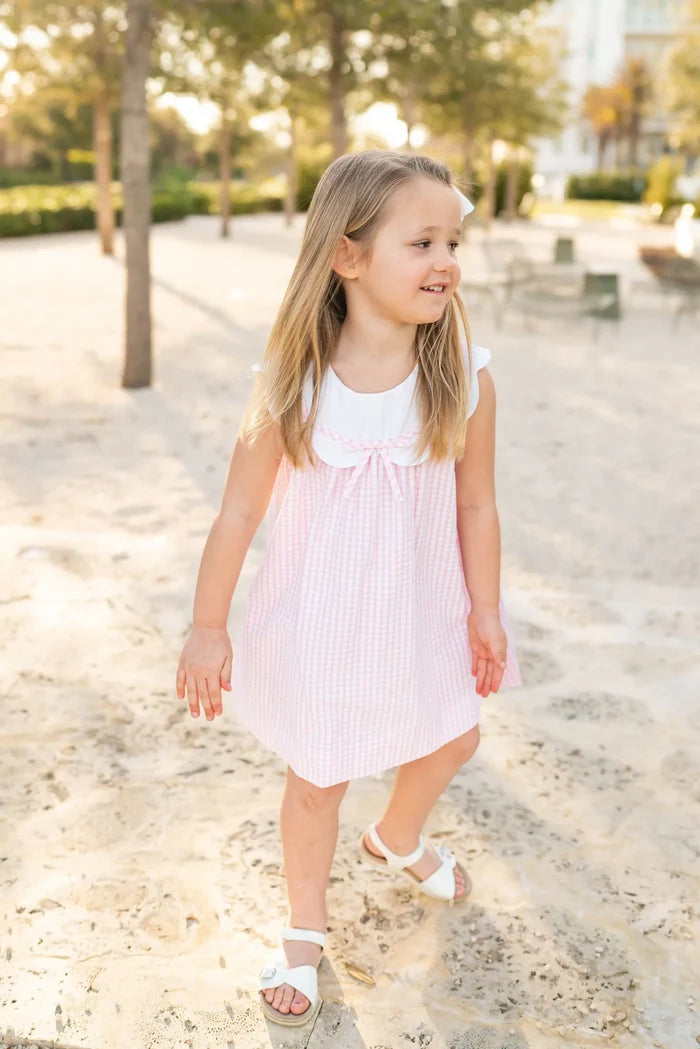 Charlotte Scalloped Dress - Pink Check