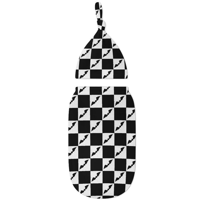 Checkered Bat Baby Swaddling Set - PRE ORDER
