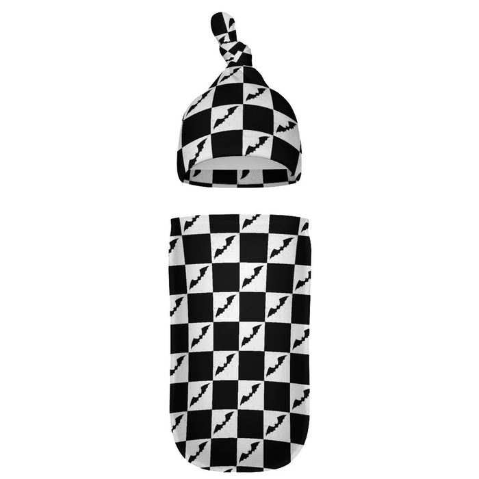 Checkered Bat Baby Swaddling Set - PRE ORDER
