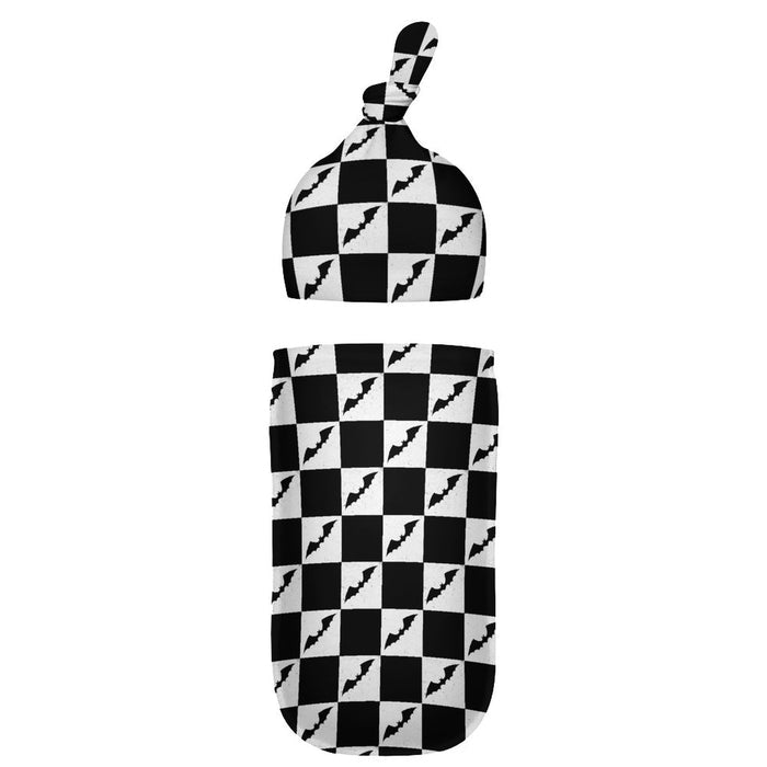 Checkered Bat Baby Swaddling Set - PRE ORDER