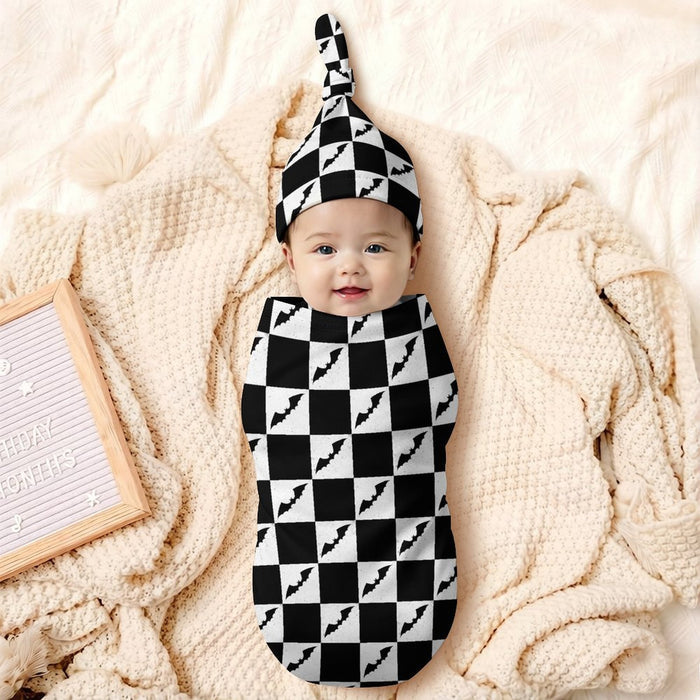 Checkered Bat Baby Swaddling Set - PRE ORDER