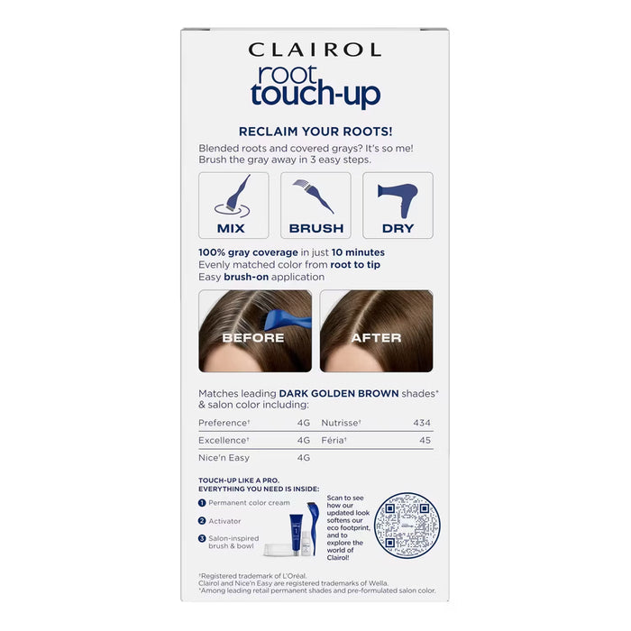 Clairol Root Touch-Up Permanent Hair Color Kit, 4G Dark Golden Brown - 12 Pack