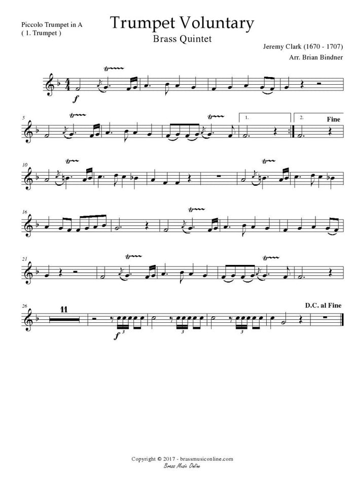 Clarke - Trumpet Voluntary - Brass Quintet - Brass Music Online