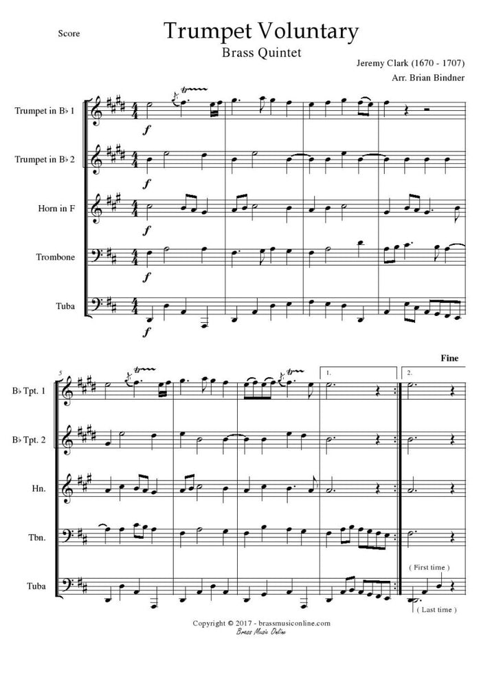 Clarke - Trumpet Voluntary - Brass Quintet - Brass Music Online