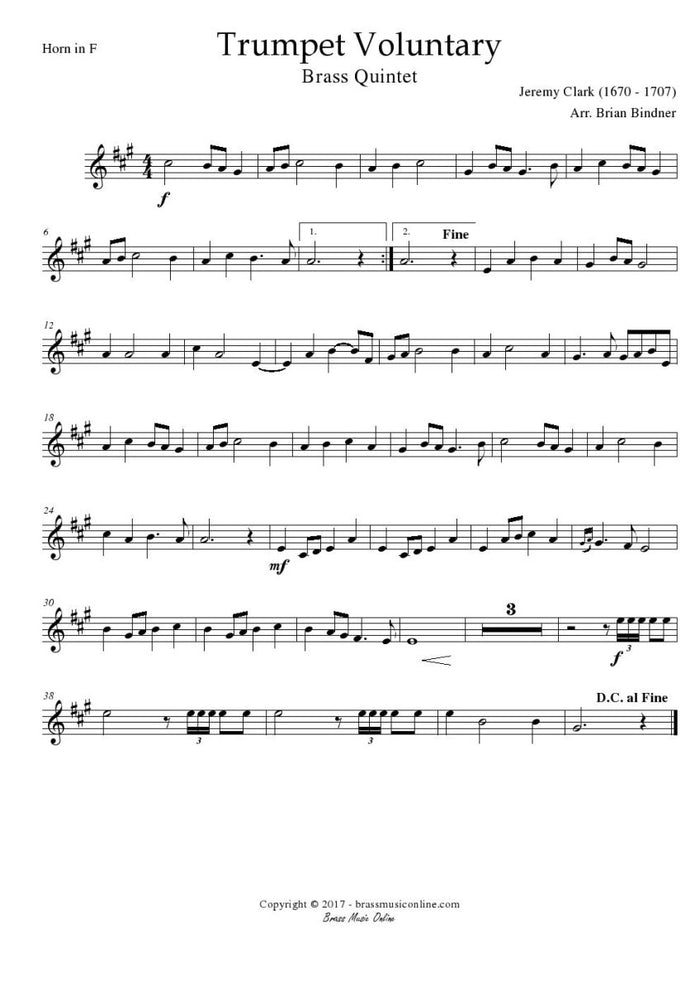 Clarke - Trumpet Voluntary - Brass Quintet - Brass Music Online
