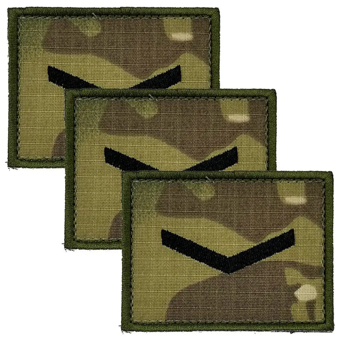 Camouflage military rank patch with black chevrons and crown Lance Corporal from  John Bull Clothing