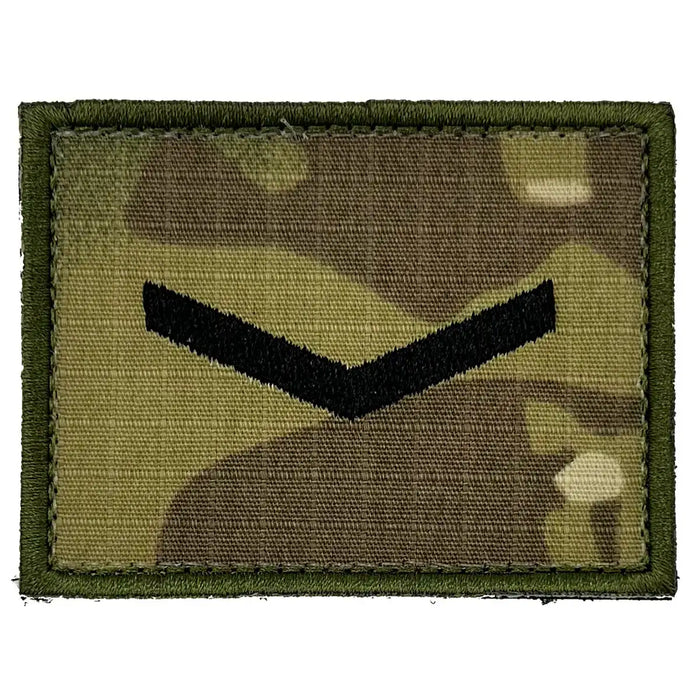 Back view of camouflage rank patch with black chevrons Lance Corporal from  John Bull Clothing
