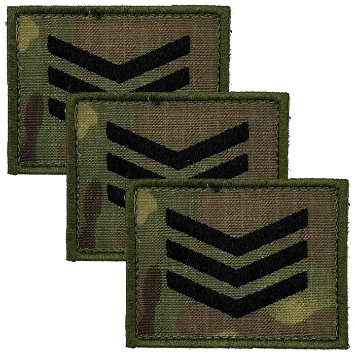 Camouflage rank insignia patch with black chevrons Sergeant from  John Bull Clothing